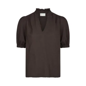 Odesa linen blouse dark brown 