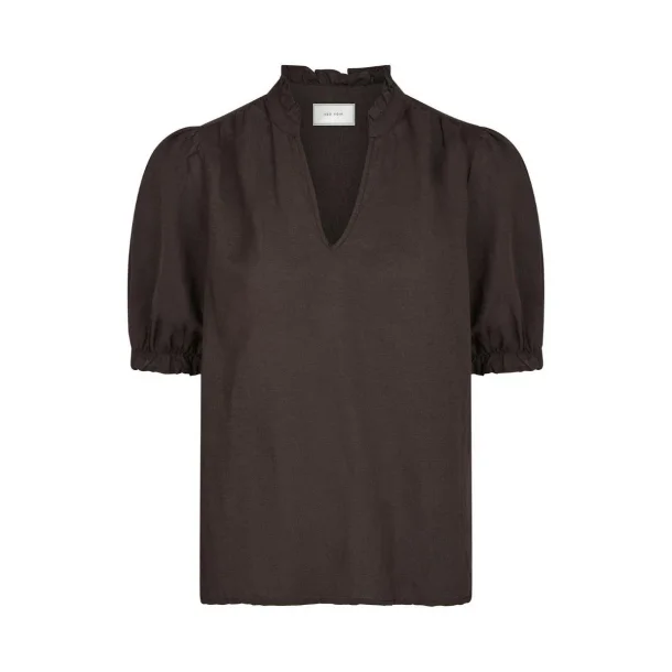 Odesa linen blouse dark brown 