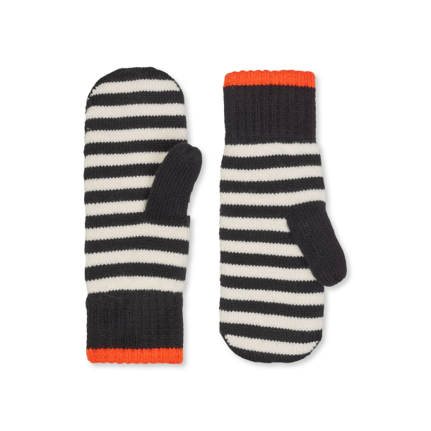 One wool milo stripe mitten black/v
