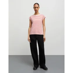 Organic jersey stripe teasy fiery red/white