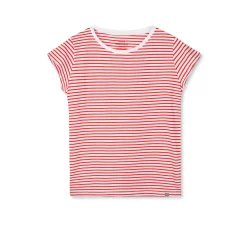 Organic jersey stripe teasy fiery red/white