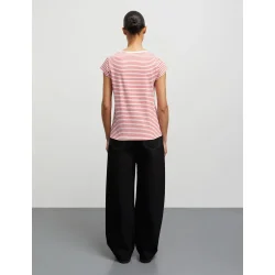 Organic jersey stripe teasy fiery red/white