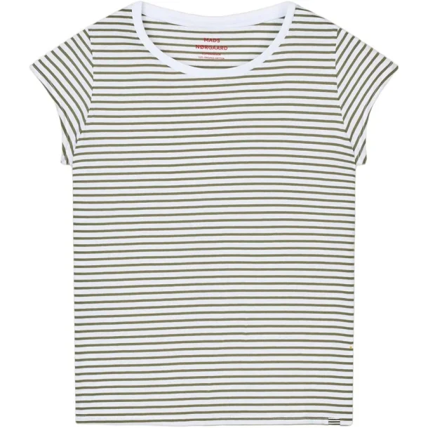 Organic jersey stripe teasy tee four leaf/white