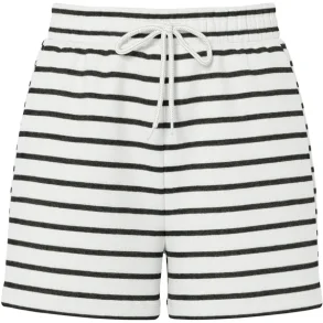 Pcchilli summer shorts stripe cloud dancer/black