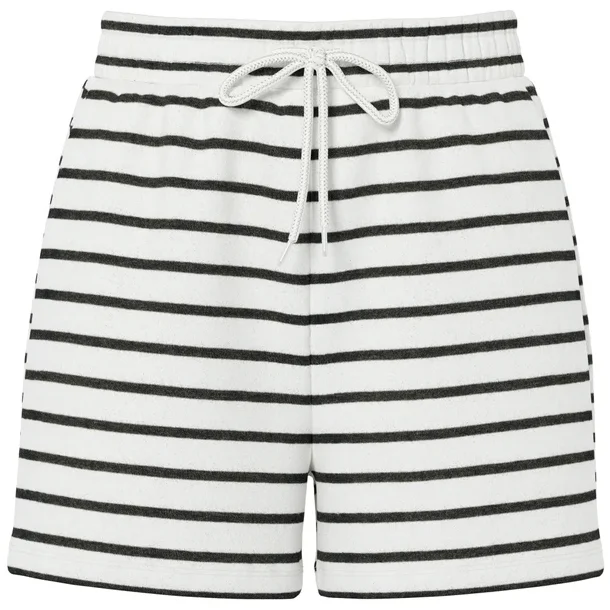 Pcchilli summer shorts stripe cloud dancer/black