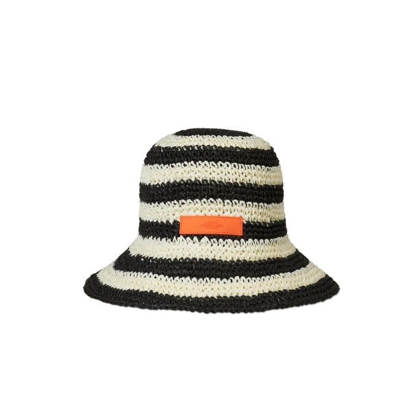 Paper straw malou hat black/white 
