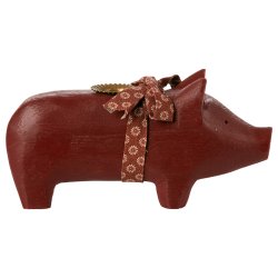 Pig candle holder medium red 