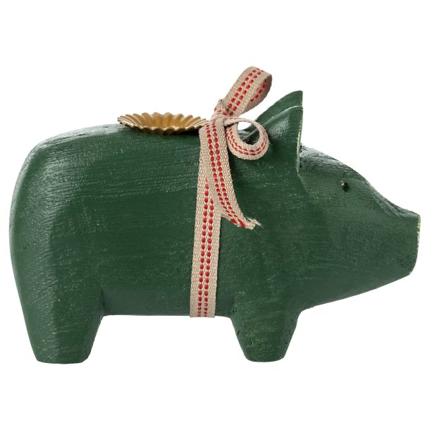 Pig candle small green 14-3800-02