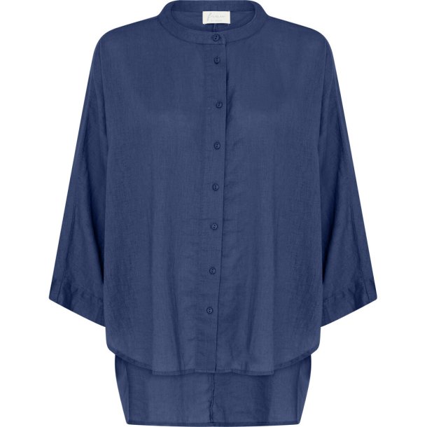 Seoul short linen shirt deep cobolt
