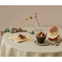 Serviet, blomster - gul 15-5302-02