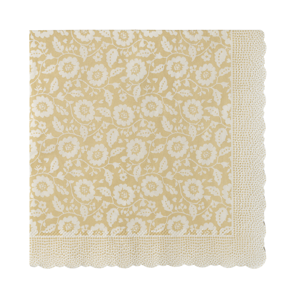 Serviet, blomster - gul 15-5302-02