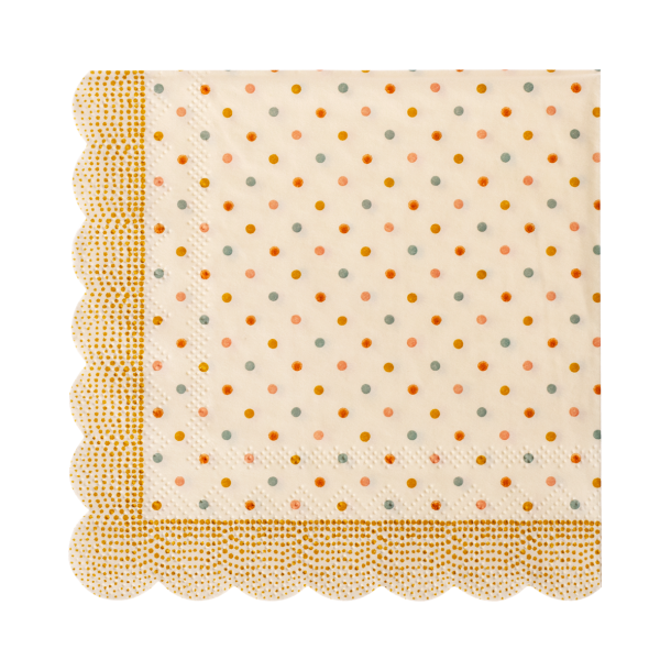 Serviet, multi prikker - okker 15-4300-02