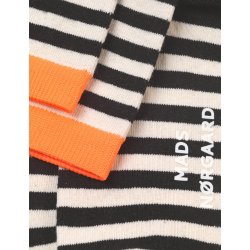 Sock pair stripe mix black/tangarine