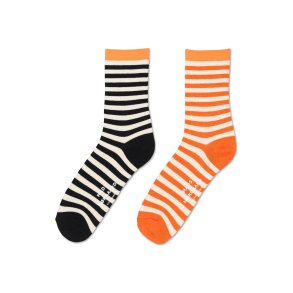 Sock pair stripe mix black/tangarine