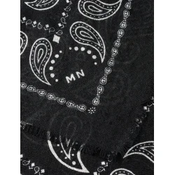 Soft wool self scarf paisley black