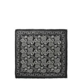 Soft wool self scarf paisley black