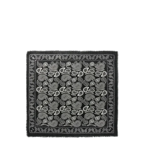 Soft wool self scarf paisley black
