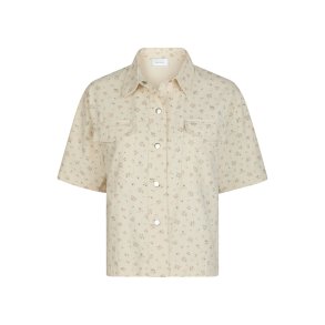 Tiki floral denim shirt off white
