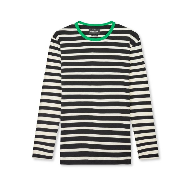 Trio rib tobias tee black/seedpearl/verdant green 