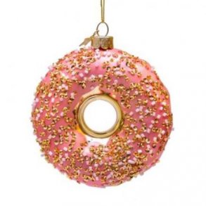 Vondels ornament gold pink donut