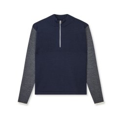 Wool klemens zip knit parisian night/charcoal 