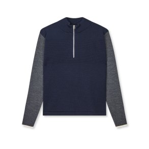 Wool klemens zip knit parisian night/charcoal 