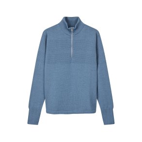 Wool klemens zip knit slate 