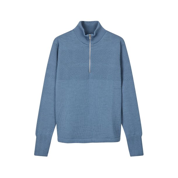 Wool klemens zip knit slate 