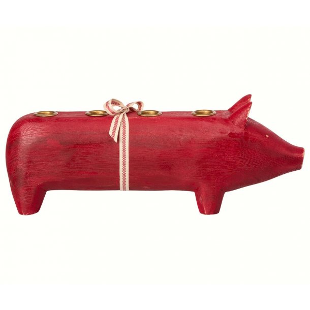 Wooden pig large red