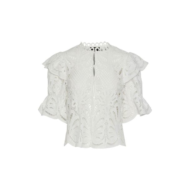 Pclykke 2/4 lace top hvid 